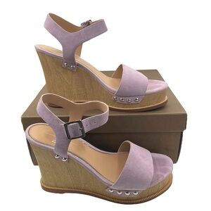 Linea Paolo Ellis suede ankle strap lilac wedge sandals women’s Size 8M